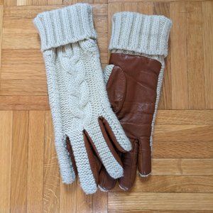 🔥 Amazing Leather and Knit Gloves from Danier Leather in Cream + Brown 🔥